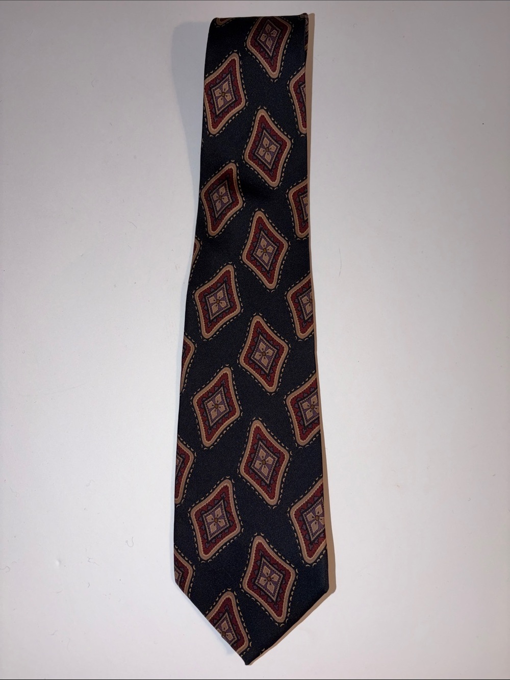 Pierre Balmain 100% Silk Couture Geometric Necktie Dark Brown Retro aesthetic OS